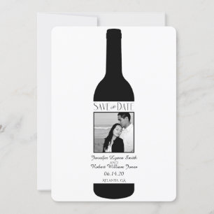 Save The Date Noir et blanc Élégant mariage du vin Enregistrer l