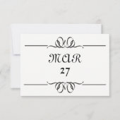 Save The Date Noir et blanc grande date - 3x5 Enregistrer la dat (Devant)