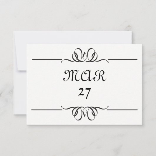 Save The Date Noir et blanc grande date - 3x5 Enregistrer la dat (Devant)