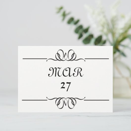 Save The Date Noir et blanc grande date - 3x5 Enregistrer la dat (Debout devant)