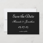 Save The Date Noir et blanc grande date - 3x5 Enregistrer la dat (Dos)