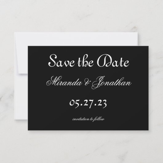 Save The Date Noir et blanc grande date - 3x5 Enregistrer la dat (Dos)