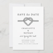 Save The Date Noir et blanc manuscrite Lier le Mariage de noeud (Devant)