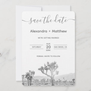 Save The Date Noir et blanc Mariage de Joshua Tree Enregistrer l