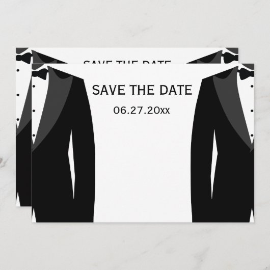 Save The Date Noir Et Blanc Mariage Gay Enregistrer Les Dates (Devant / Derrière)