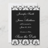 Save The Date Noir et Blanc Mariage Paisley Enregistrer la date (Dos)