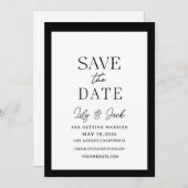 Save The Date noir et blanc Minimalisme Moderne (Devant / Derrière)