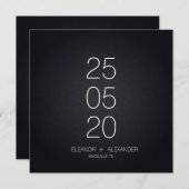 Save The Date Noir et blanc minimes simple sans photo (Devant / Derrière)