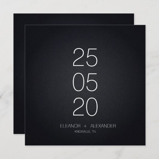 Save The Date Noir et blanc minimes simple sans photo (Devant / Derrière)