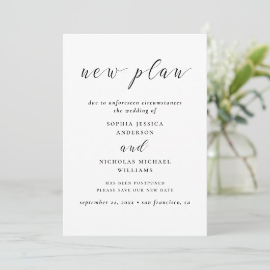 Save The Date Noir et blanc Modifier la date. Nouveau plan moder (Debout devant)