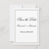 Save The Date Noir et blanc Monogramme Mariage moderne (Devant)