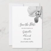 Save The Date Noir et Blanc Orchidées mariage Enregistrer la dat (Devant)