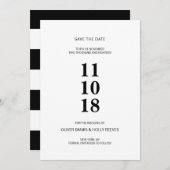 Save The Date Noir et blanc rayé moderne enregistrer la date (Devant / Derrière)