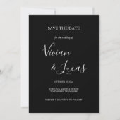 Save The Date Noir et blanc Script Wedding Enregistrer la date (Devant)