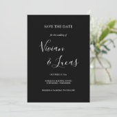 Save The Date Noir et blanc Script Wedding Enregistrer la date (Debout devant)
