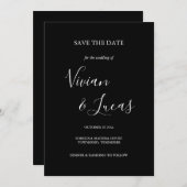 Save The Date Noir et blanc Script Wedding Enregistrer la date (Devant / Derrière)