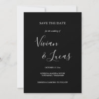 Noir et blanc Script Wedding Enregistrer la date