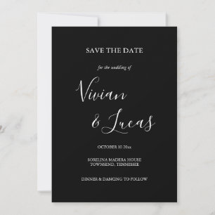 Save The Date Noir et blanc Script Wedding Enregistrer la date