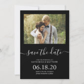 Save The Date Noir et blanc Script Wedding Enregistrer la date (Devant)
