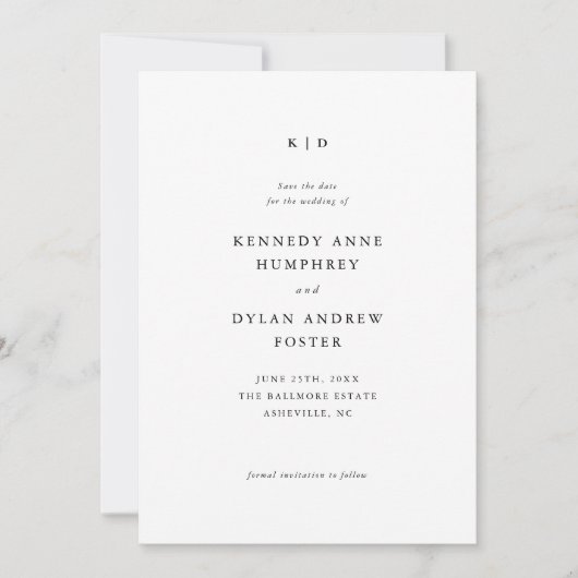 Save The Date Noir et blanc simple code QR de mariage élégant (Devant)