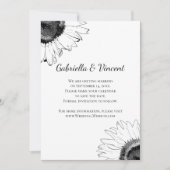 Save The Date Noir et Blanc Sunflower Mariage Enregistrer la dat (Devant)