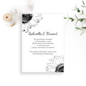 Save The Date Noir et Blanc Sunflower Mariage Enregistrer la dat