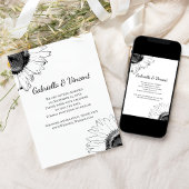 Save The Date Noir et Blanc Sunflower Mariage Enregistrer la dat