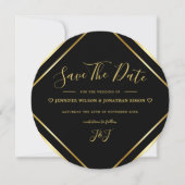Save The Date Noir et Or Elégant Simple Round Moderne (Devant)