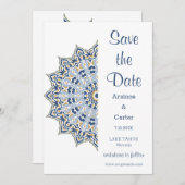 Save The Date Noir et or Mandala Mariage Enregistrer la date (Devant / Derrière)