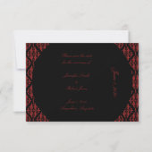 Save The Date Noir et Rouge Damas Mariage gothique Enregistrer l (Devant)