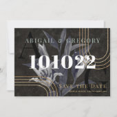 Save The Date Noir foncé Moody Mariage botanique Enregistrer La  (Devant)