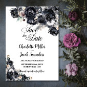 Save The Date Noir Fumé Mariage Floral Enregistrer la date