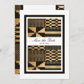 Save The Date Noir - Gold Kente (Blanc) (Devant / Derrière)