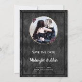 Save The Date Noir gothique Enregistrer la date Cercle or Rose (Devant)