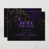 Save The Date Noir Gothique Violet Floral Mariage Enregistrer La (Devant / Derrière)