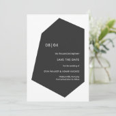 Save The Date Noir Gras Moderne Initiales Minimales Geo Gemstone (Debout devant)