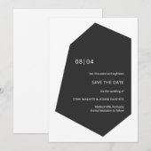 Save The Date Noir Gras Moderne Initiales Minimales Geo Gemstone (Devant / Derrière)