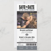 Save The Date Noir Gris Mariage Enregistrer le billet de footbal (Devant)