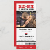 Save The Date Noir Gris Mariage Enregistrer le billet de footbal (Devant / Derrière)