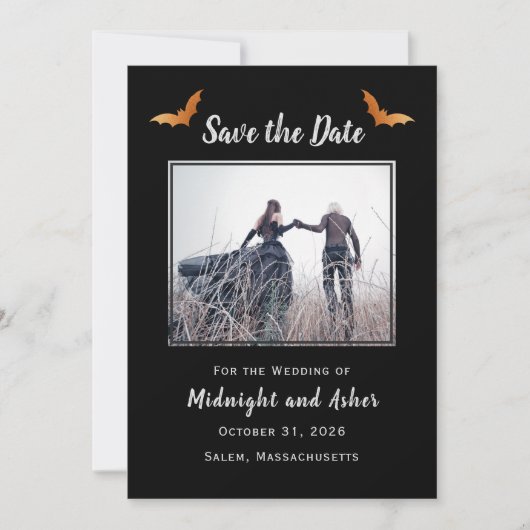 Save The Date Noir Halloween Mariage Gothique Enregistrer La Dat (Devant)