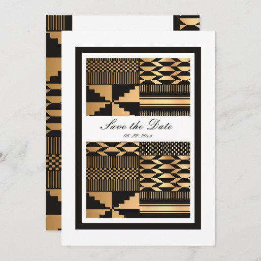 Save The Date Noir - Kente or (Blanc) (Devant / Derrière)