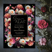 Save The Date Noir mariage floral Enregistrer la date