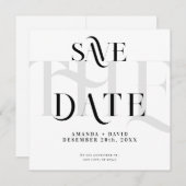 Save The Date Noir minimal moderne et blanc (Devant / Derrière)