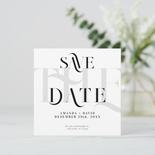 Save The Date Noir minimal moderne et blanc (Debout devant)