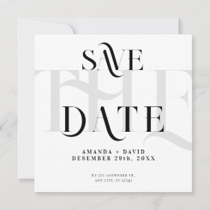 Save The Date Noir minimal moderne et blanc