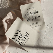Save The Date Noir moderne et crémeux Funky Bold Mariage rétro