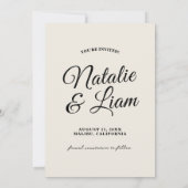 Save The Date Noir moderne et crémeux Funky Bold Mariage rétro (Dos)