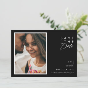 Save The Date Noir moderne   Photo Horizontale Enregistrer La Da