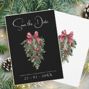 Save The Date Noir Noël Rouge Vert hiver Mariage de fête