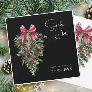 Save The Date Noir Noël Rouge Vert hiver Mariage de fête
